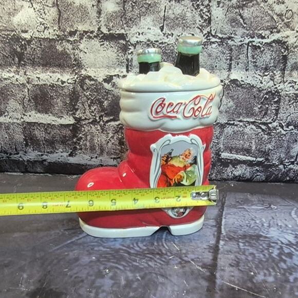 Vintage Houston  Harvest Coca-Cola 75th Anniversary Santa Boot Cookie Jar - Picture 7 of 8
